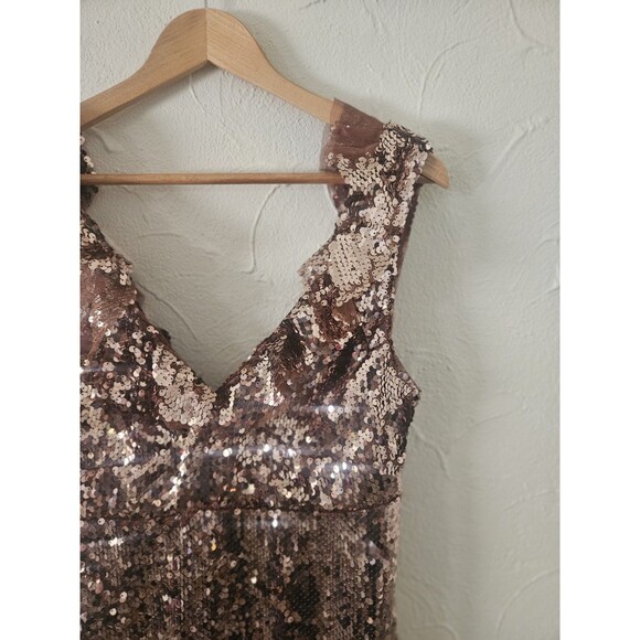 Free People Copper Sequin Dress Size 4 Mini Ruffle Prom - Picture 5 of 8